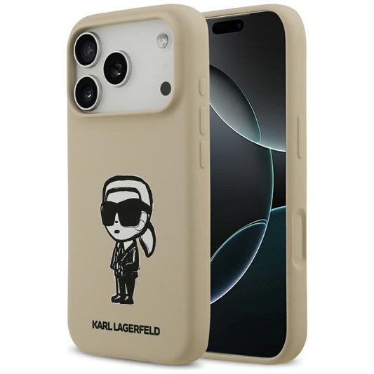 Калъф за Apple iPhone 17 Pro, Karl Lagerfeld, Sketch and Logo Karl, Кафяв