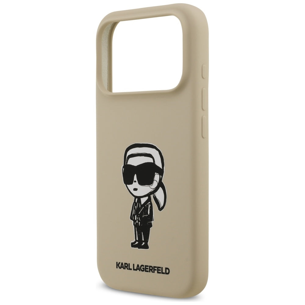 Калъф за Apple iPhone 17 Pro, Karl Lagerfeld, Sketch and Logo Karl, Кафяв