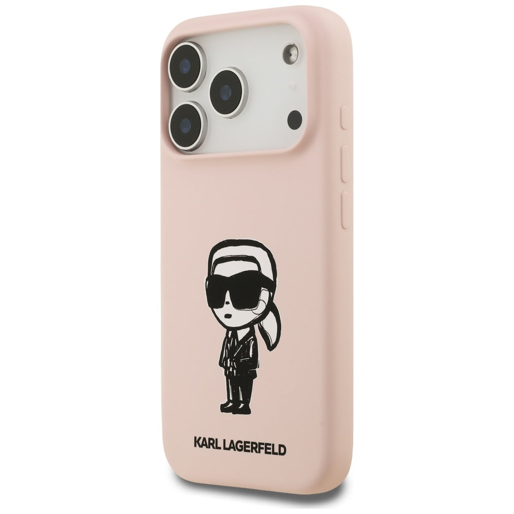 Калъф за Apple iPhone 17 Pro, Karl Lagerfeld, Sketch and Logo Karl, Розов