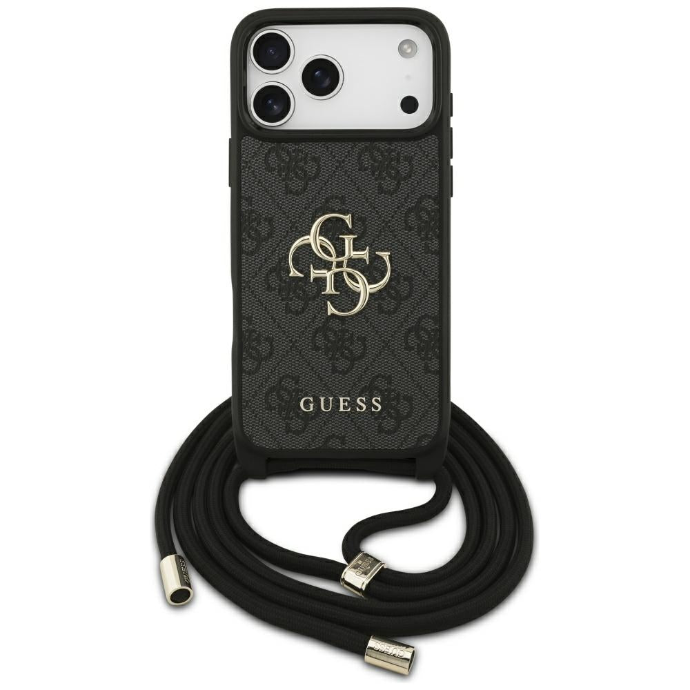 Калъф за Apple iPhone 17 Pro Max, Guess, 4G CBDY Big Logo with Cord Strap, Черен