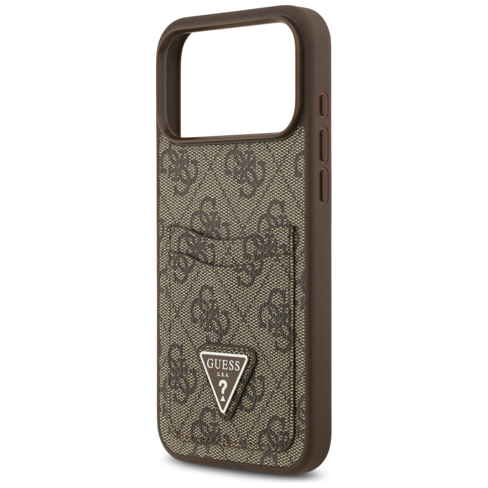 Калъф за Apple iPhone 17 Pro Max, Guess, 4G Double Card Triangle, Кафяв