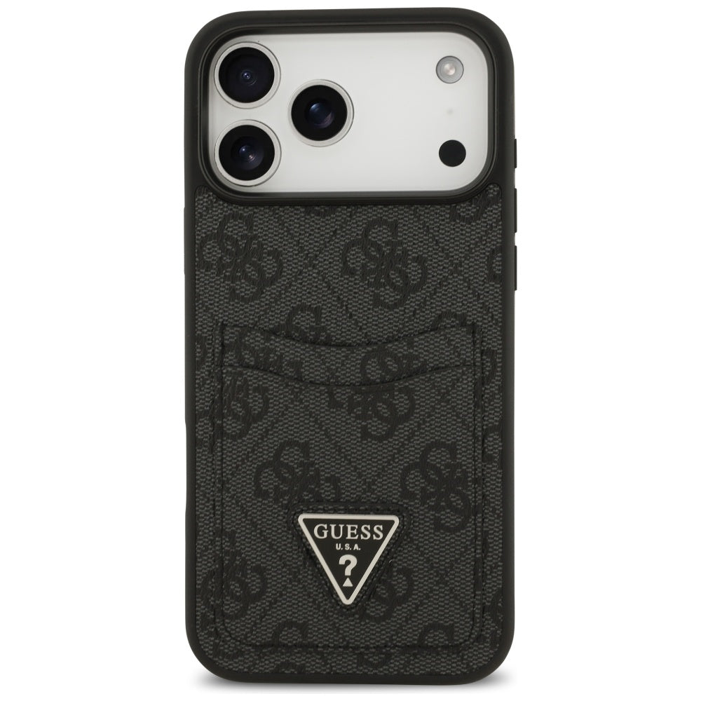 Калъф за Apple iPhone 17 Pro Max, Guess, 4G Double Card Triangle, Черен