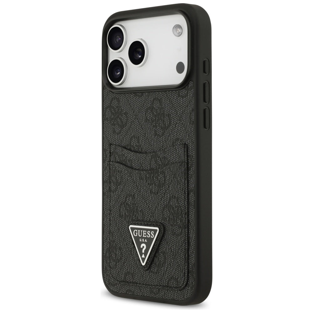 Калъф за Apple iPhone 17 Pro Max, Guess, 4G Double Card Triangle, Черен
