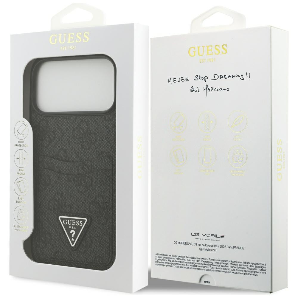 Калъф за Apple iPhone 17 Pro Max, Guess, 4G Double Card Triangle, Черен