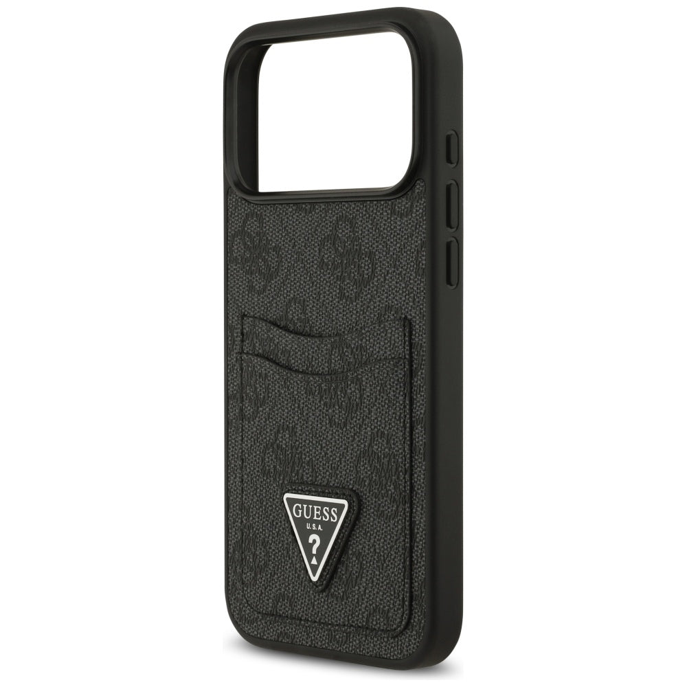 Калъф за Apple iPhone 17 Pro Max, Guess, 4G Double Card Triangle, Черен