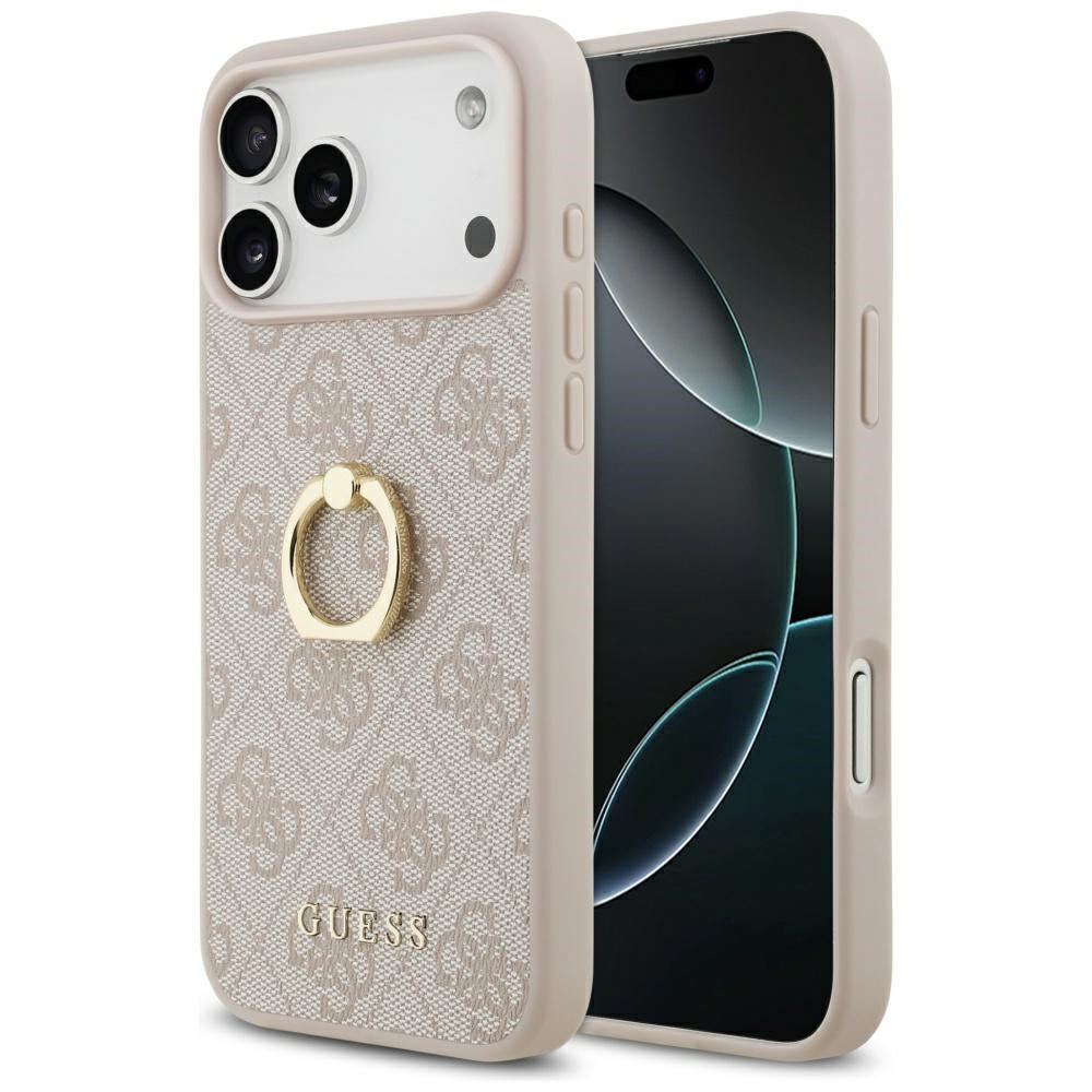 Калъф за Apple iPhone 17 Pro Max, Guess, 4G Ring Stand, Розов
