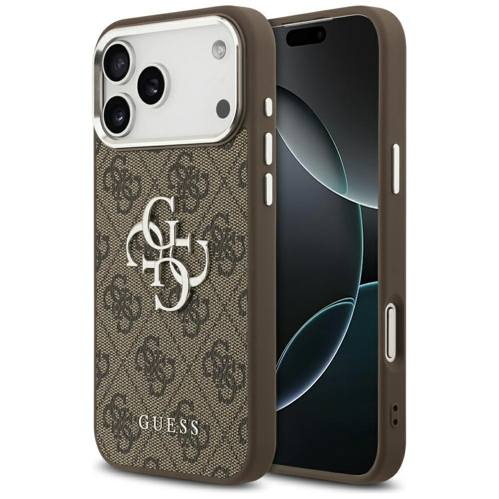 Калъф за Apple iPhone 17 Pro Max, Guess, Big 4G Logo Classic, Кафяво Сребрист
