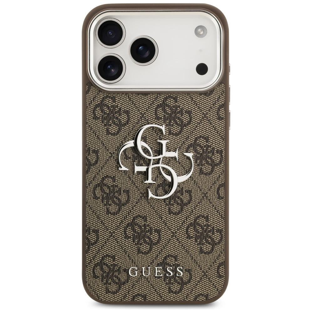 Калъф за Apple iPhone 17 Pro Max, Guess, Big 4G Logo Classic, Кафяво Сребрист