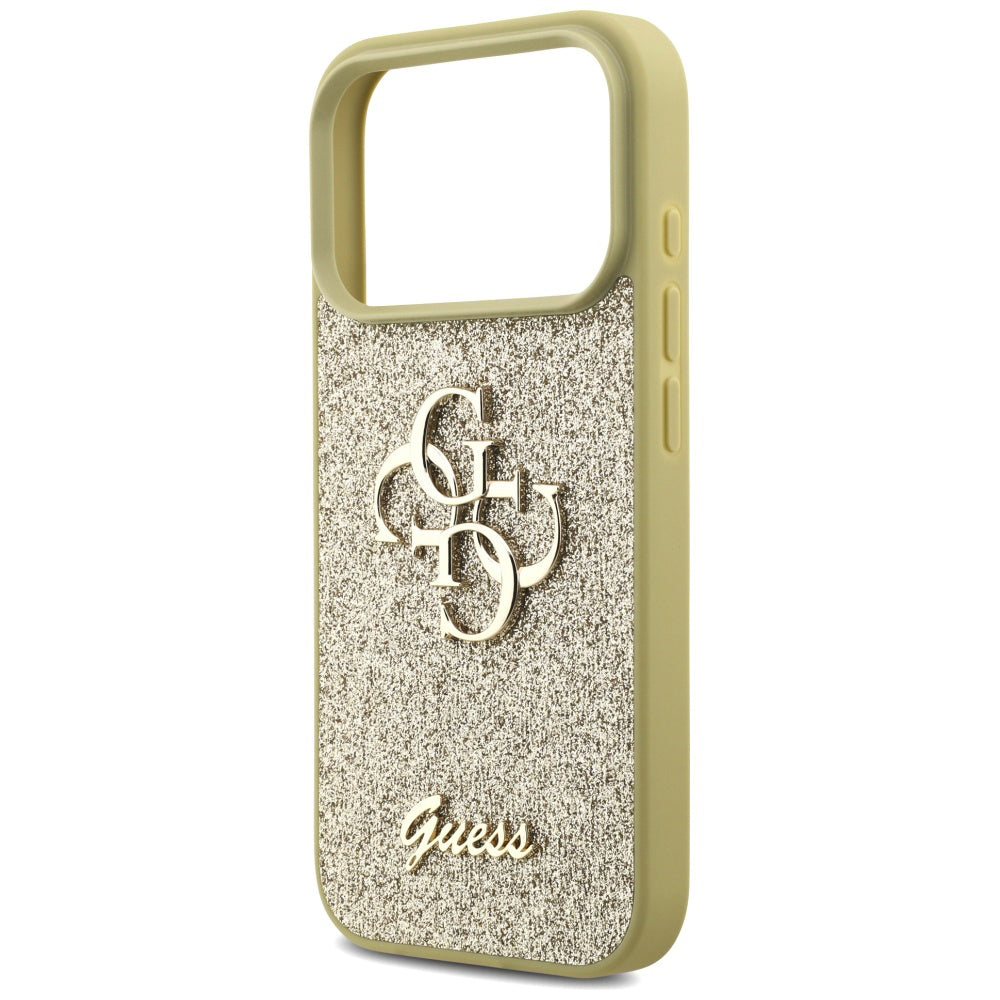 Калъф за Apple iPhone 17 Pro Max, Guess, Fixed Glitter Big 4G, Златист