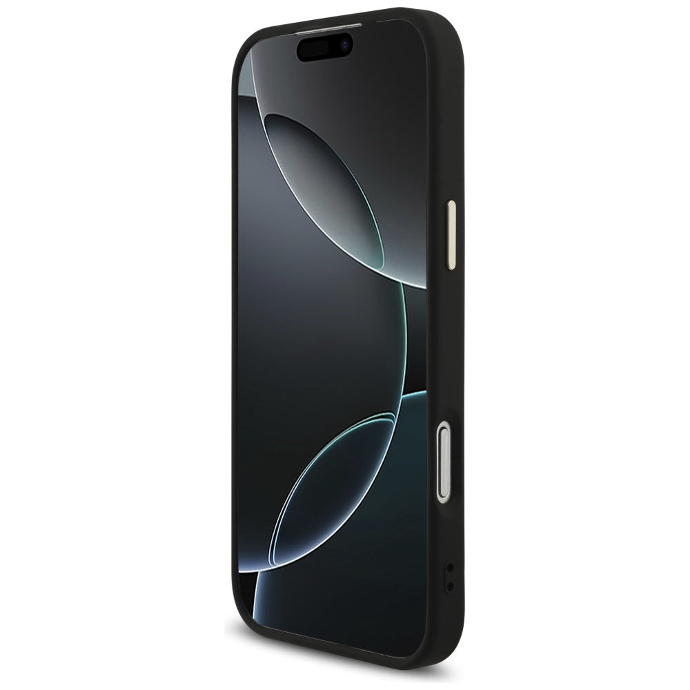 Калъф за Apple iPhone 17 Pro Max, Guess, Fixed Glitter Big 4G Metal Frame, Черен