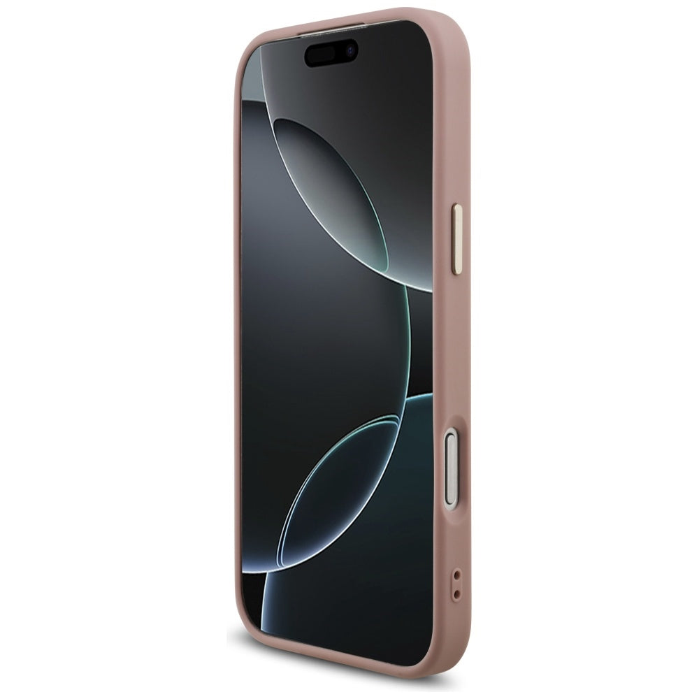 Калъф за Apple iPhone 17 Pro Max, Guess, Fixed Glitter Big 4G Metal Frame, Розов