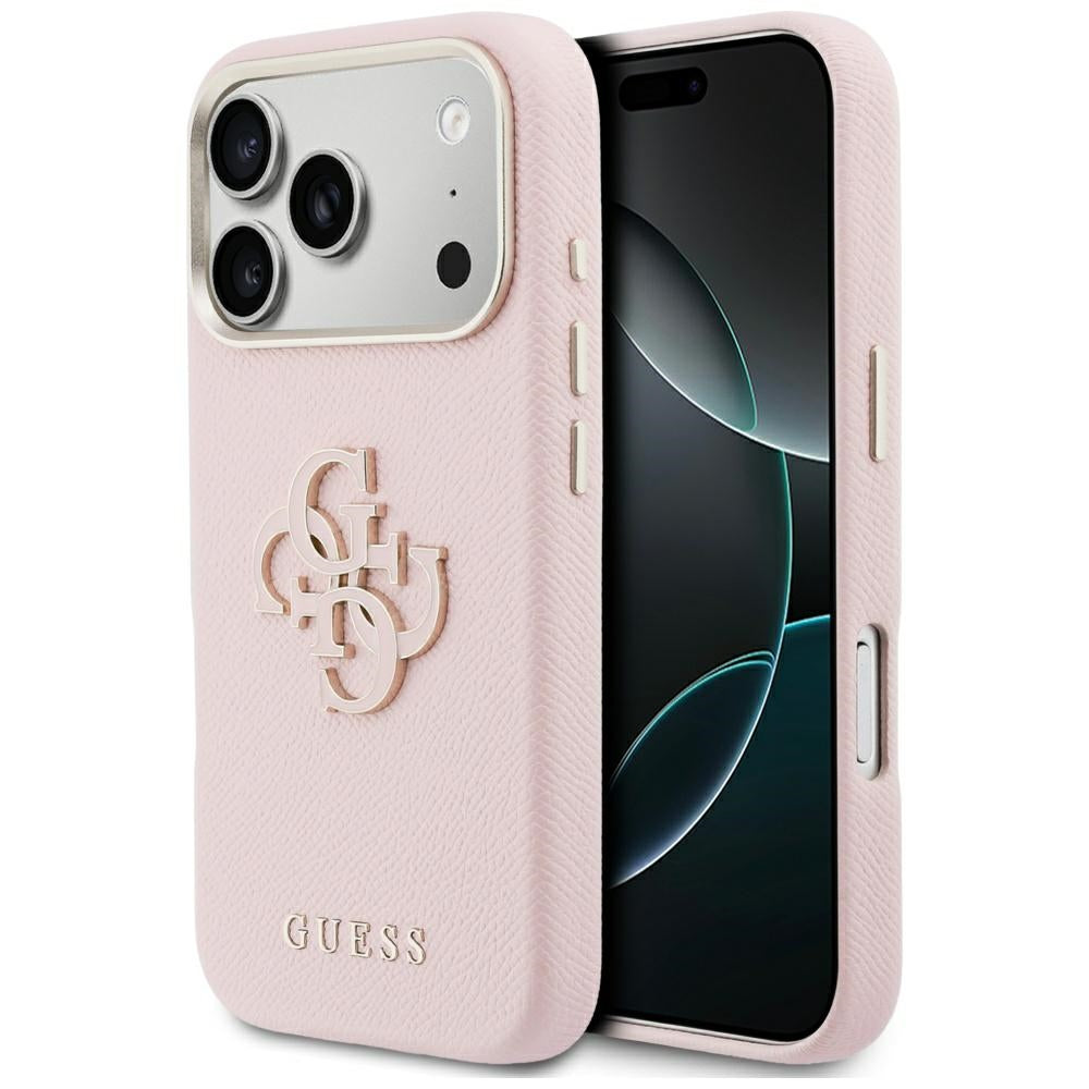 Калъф за Apple iPhone 17 Pro, Guess, Resin Logo, Розов