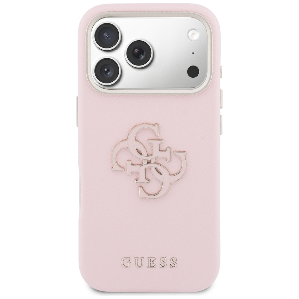 Калъф за Apple iPhone 17 Pro, Guess, Resin Logo, Розов