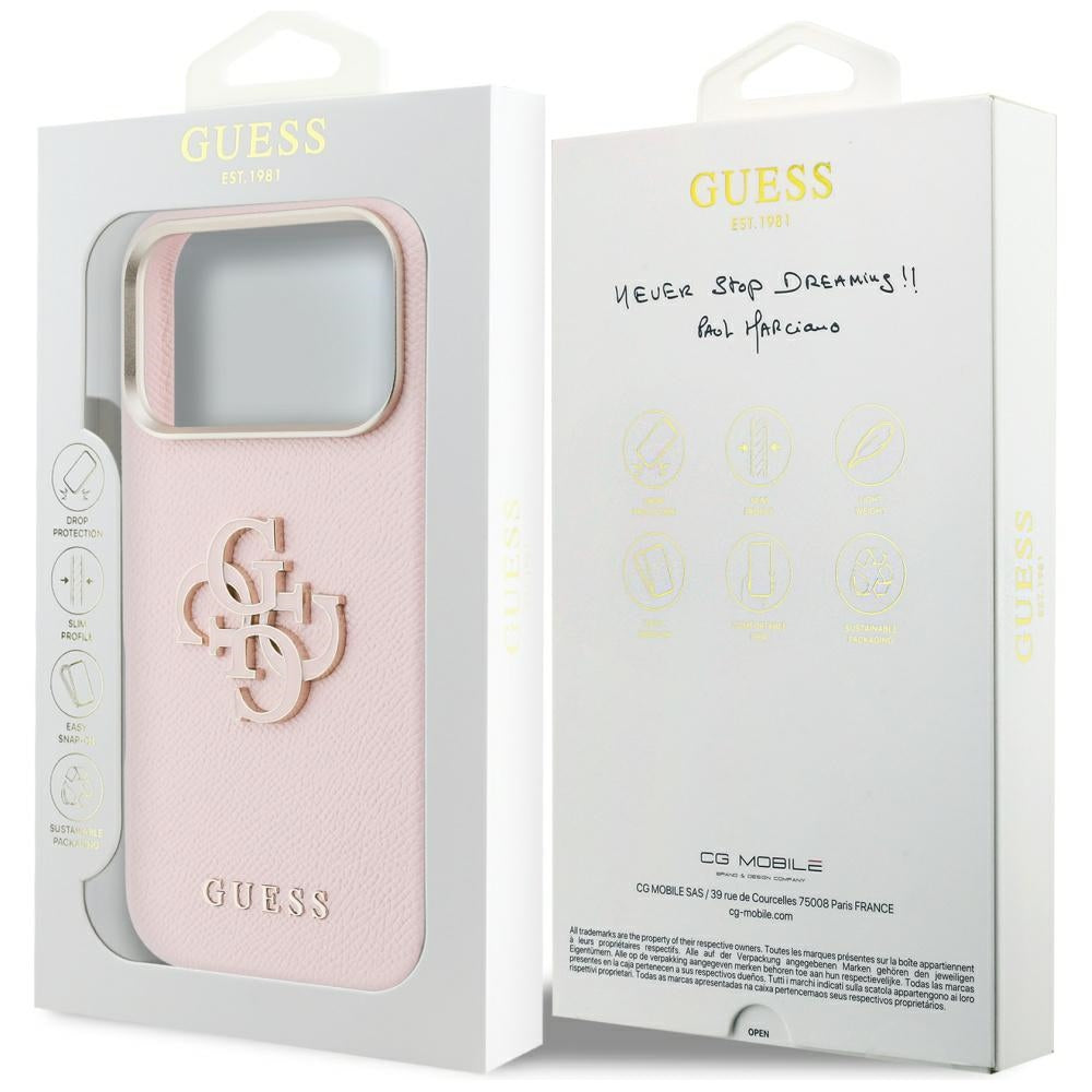 Калъф за Apple iPhone 17 Pro, Guess, Resin Logo, Розов