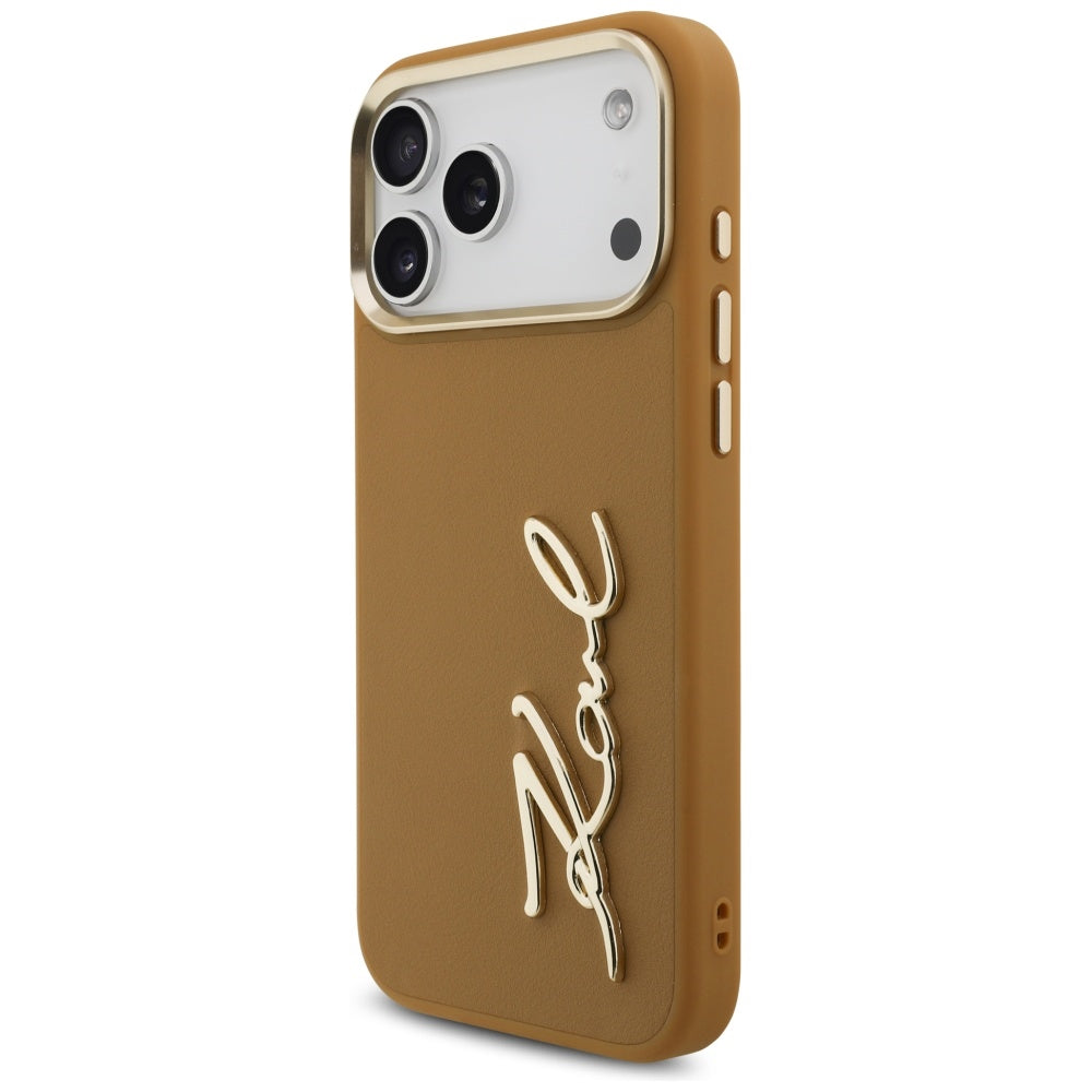 Калъф за Apple iPhone 17 Pro Max, Karl Lagerfeld, Script Logo, Кафяв