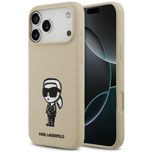 Калъф за Apple iPhone 17 Pro Max, Karl Lagerfeld, Sketch and Logo Karl, Кафяв
