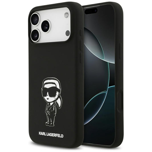 Калъф за Apple iPhone 17 Pro Max, Karl Lagerfeld, Sketch and Logo Karl, Черен
