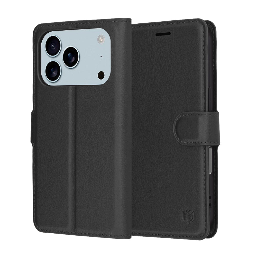 Калъф за Apple iPhone 17 Pro, Techsuit, Leather Folio, Черен