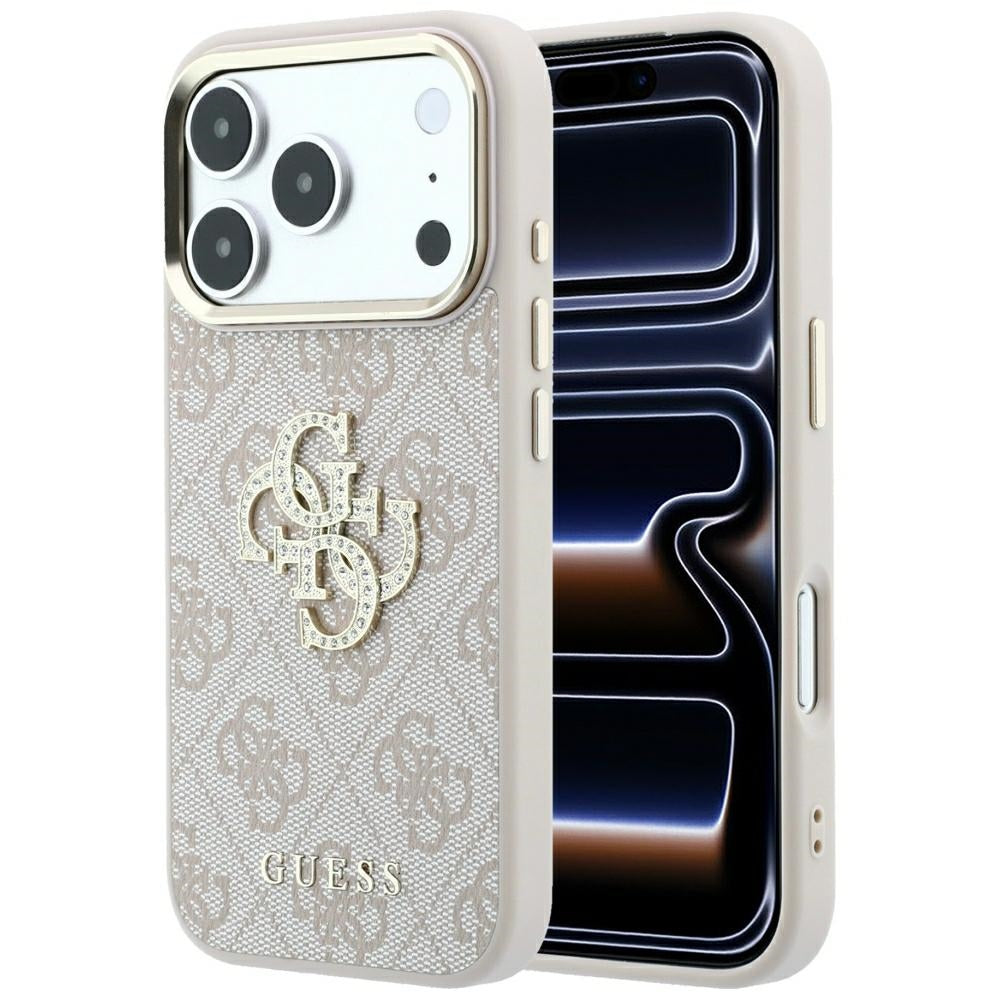 Калъф за Apple iPhone 18 Pro / 17 Pro, Guess, 4G Big Strass Logo, Розов