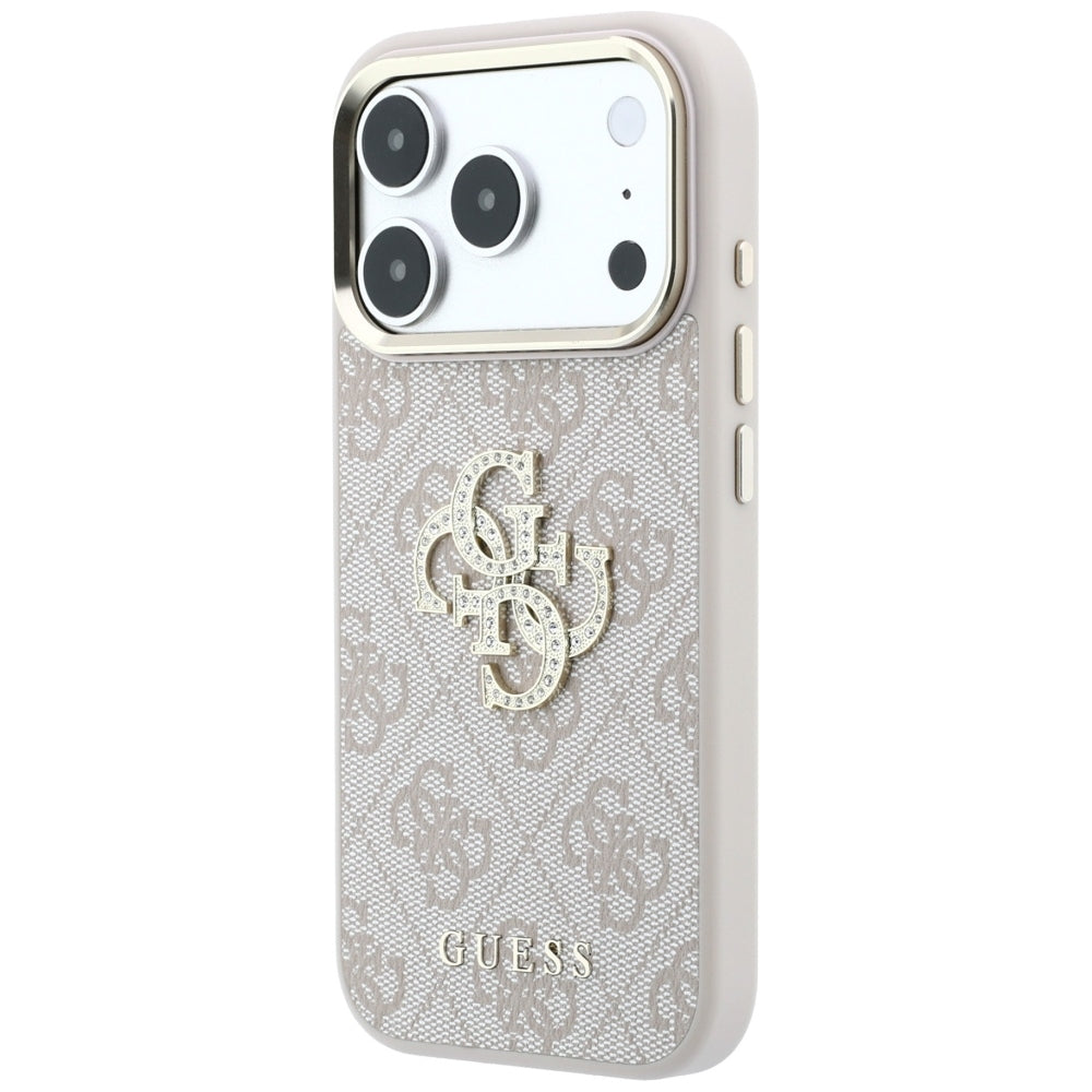 Калъф за Apple iPhone 18 Pro / 17 Pro, Guess, 4G Big Strass Logo, Розов