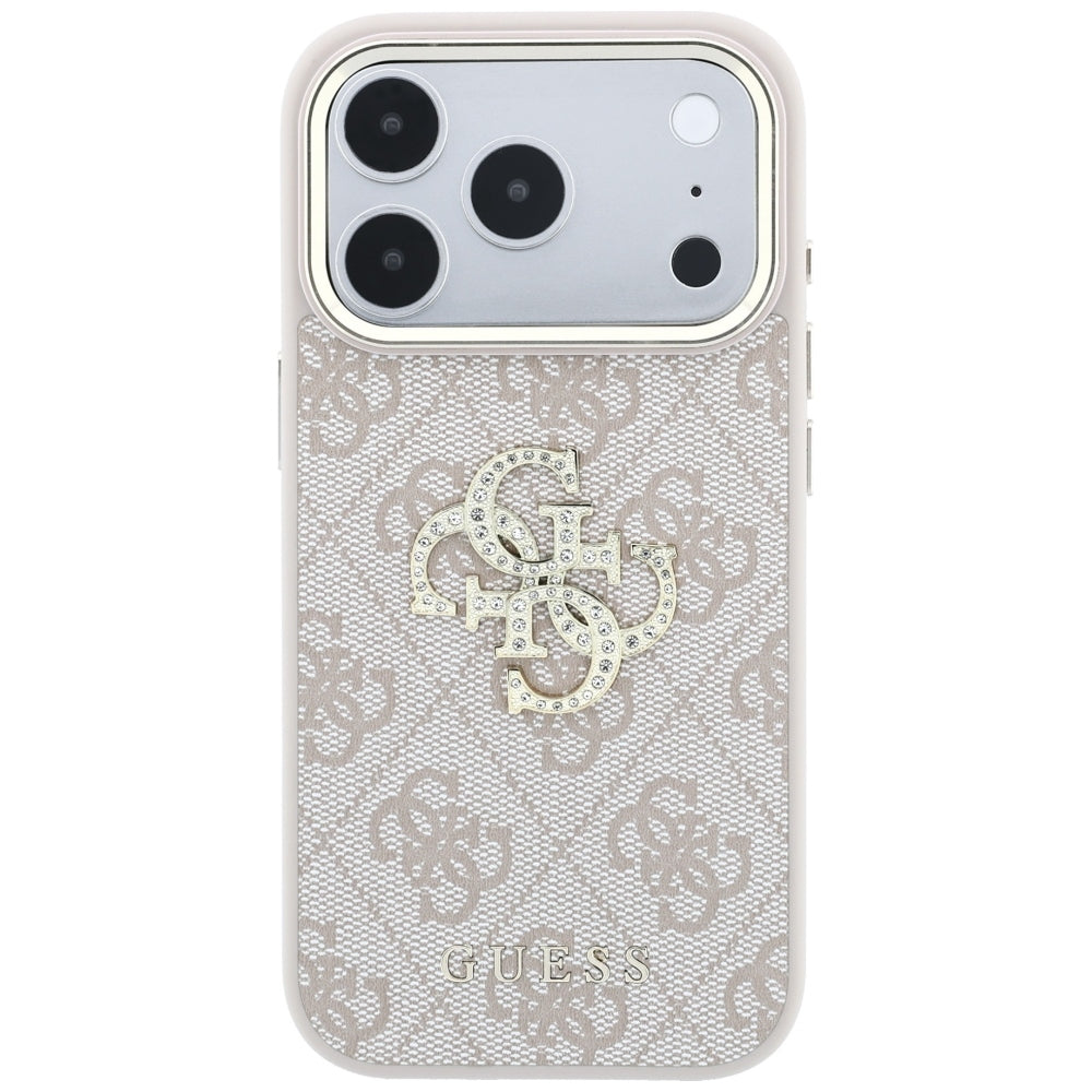 Калъф за Apple iPhone 18 Pro / 17 Pro, Guess, 4G Big Strass Logo, Розов