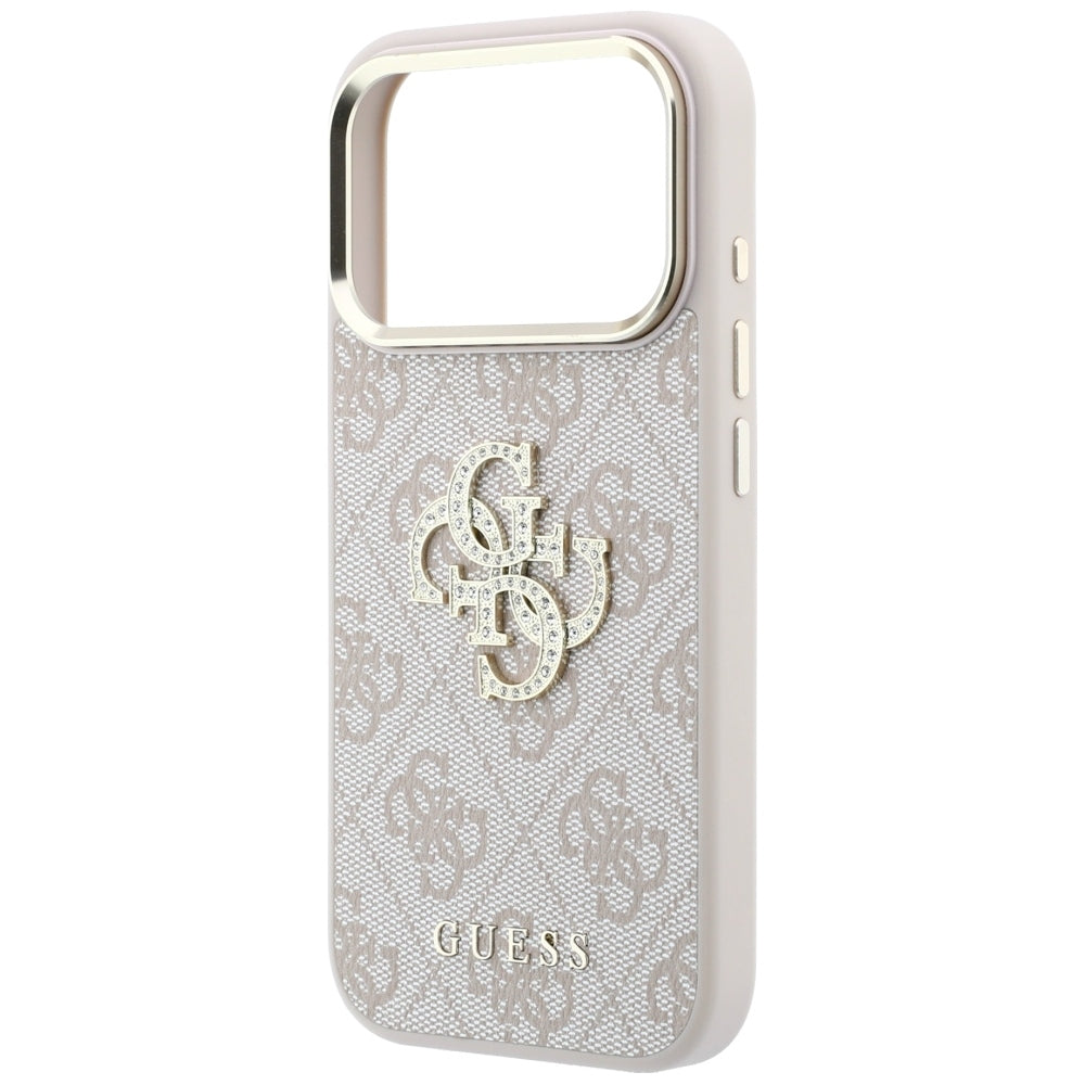 Калъф за Apple iPhone 18 Pro / 17 Pro, Guess, 4G Big Strass Logo, Розов