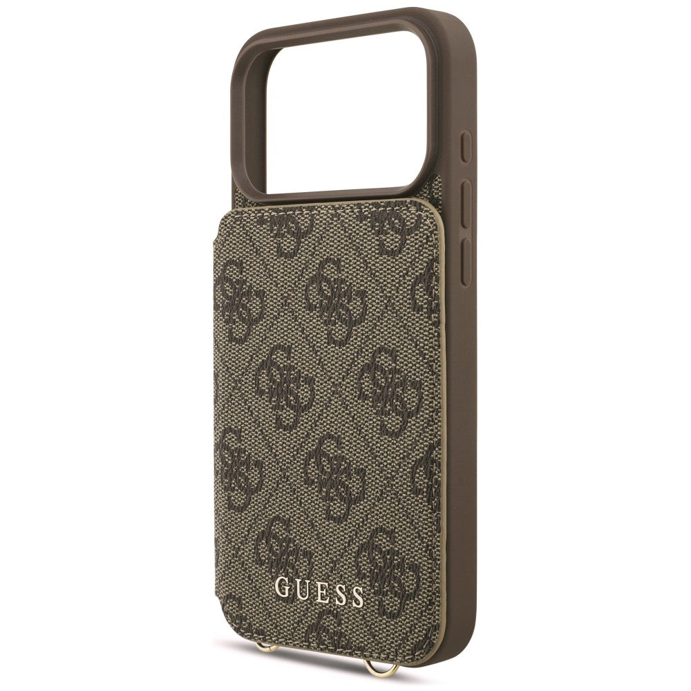 Калъф за Apple iPhone 18 Pro / 17 Pro, Guess, 4G Crossbody Cardslot, кафяво