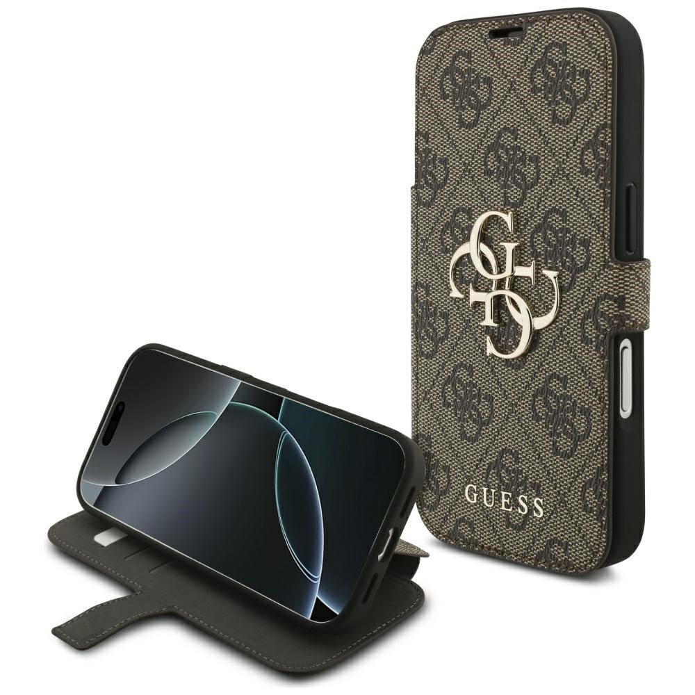 Калъф за Apple iPhone 18 Pro / 17 Pro, Guess, 4G метално лого, кафяв