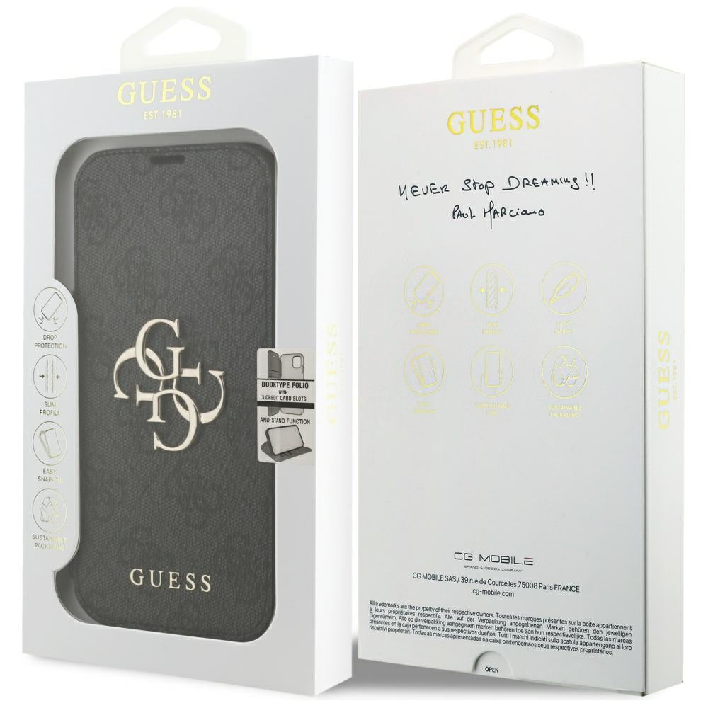 Калъф за Apple iPhone 18 Pro / 17 Pro, Guess, 4G метално лого, черен
