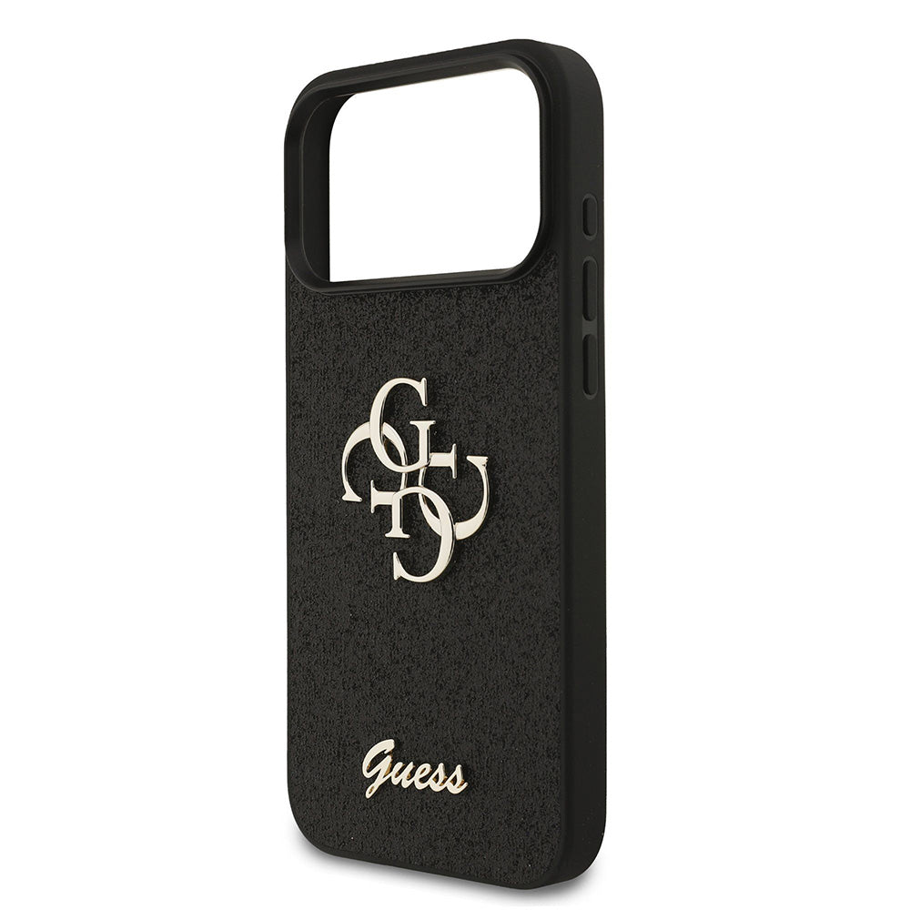 Калъф за Apple iPhone 18 Pro / 17 Pro, Guess, Fixed Glitter Big 4G, Черен