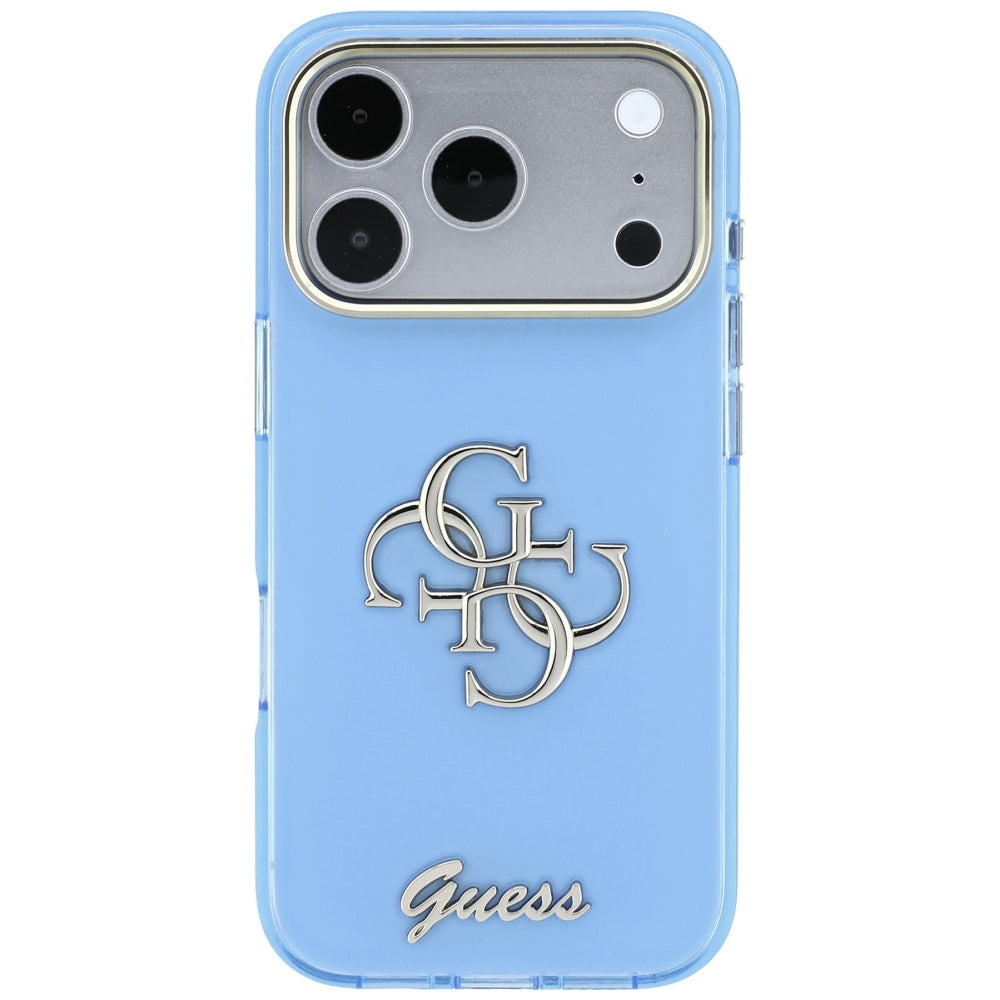 Калъф за Apple iPhone 18 Pro / 17 Pro, Guess, IML 4G Metal Script, Bleu