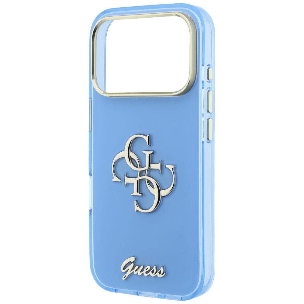 Калъф за Apple iPhone 18 Pro / 17 Pro, Guess, IML 4G Metal Script, Bleu