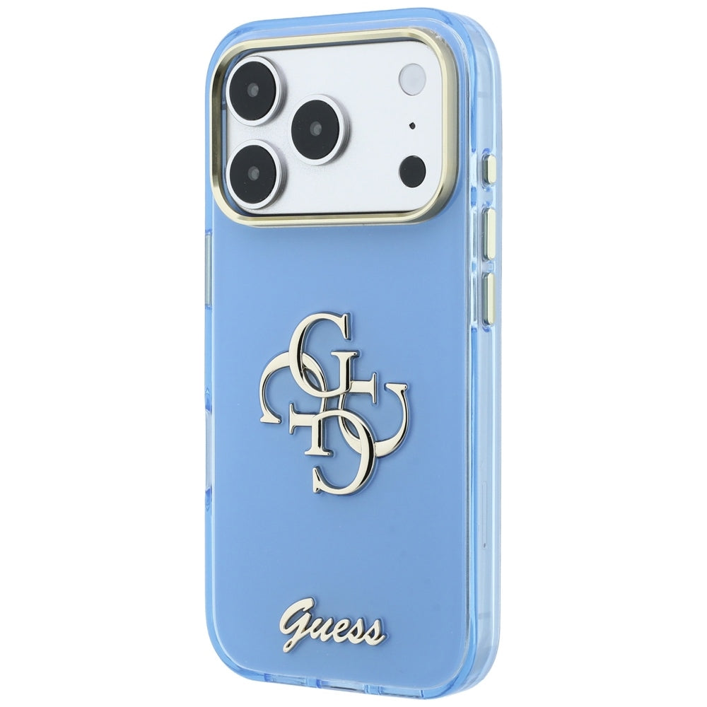 Калъф за Apple iPhone 18 Pro / 17 Pro, Guess, IML 4G Metal Script, Bleu