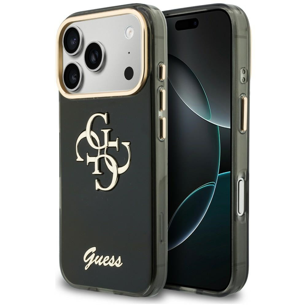 Калъф за Apple iPhone 18 Pro / 17 Pro, Guess, IML 4G Metal Script, Черен