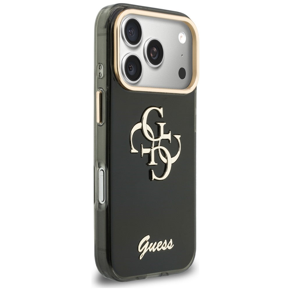 Калъф за Apple iPhone 18 Pro / 17 Pro, Guess, IML 4G Metal Script, Черен