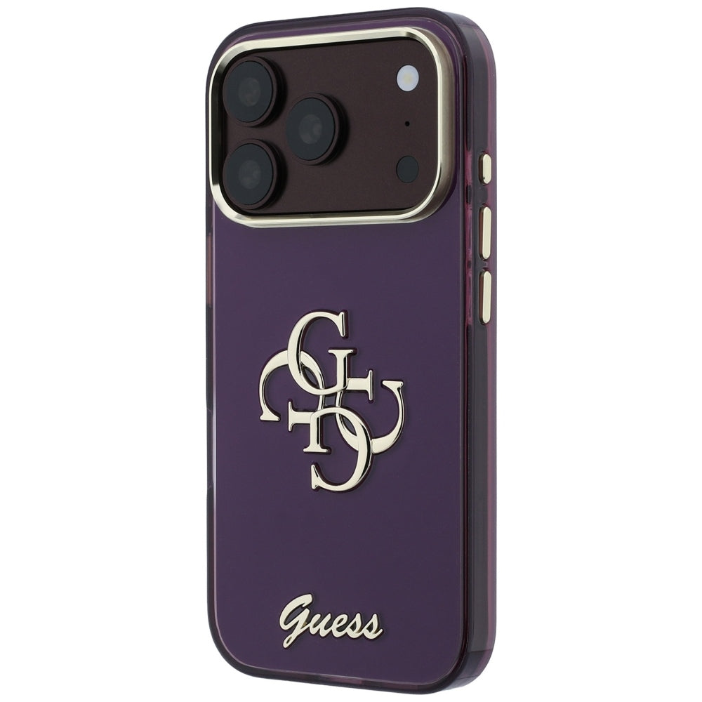 Калъф за Apple iPhone 18 Pro / 17 Pro, Guess, IML 4G Metal Script, Вишнев