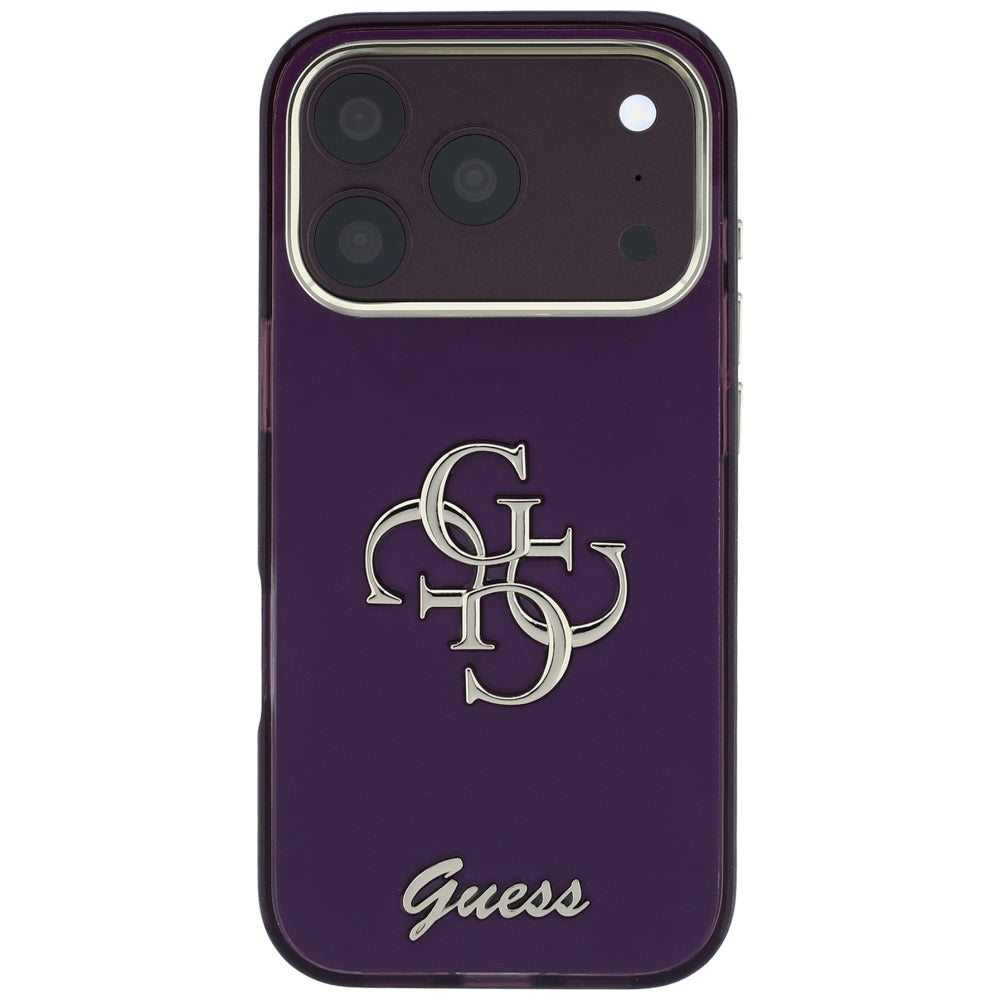 Калъф за Apple iPhone 18 Pro / 17 Pro, Guess, IML 4G Metal Script, Вишнев