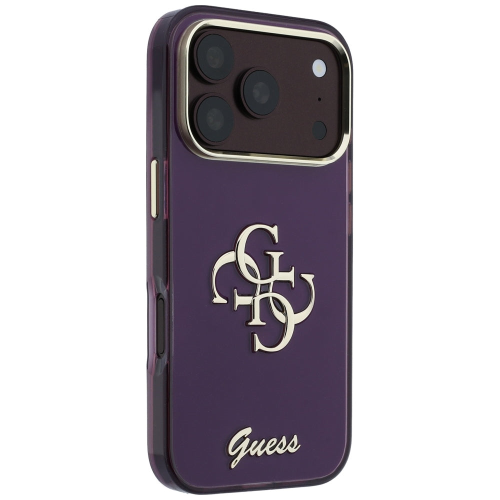 Калъф за Apple iPhone 18 Pro / 17 Pro, Guess, IML 4G Metal Script, Вишнев
