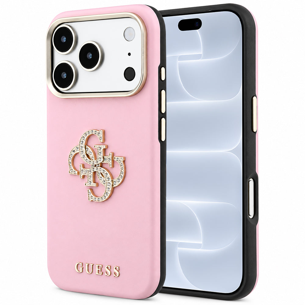 Калъф за Apple iPhone 18 Pro / 17 Pro, Guess, Smooth Big Strass Logo, розов