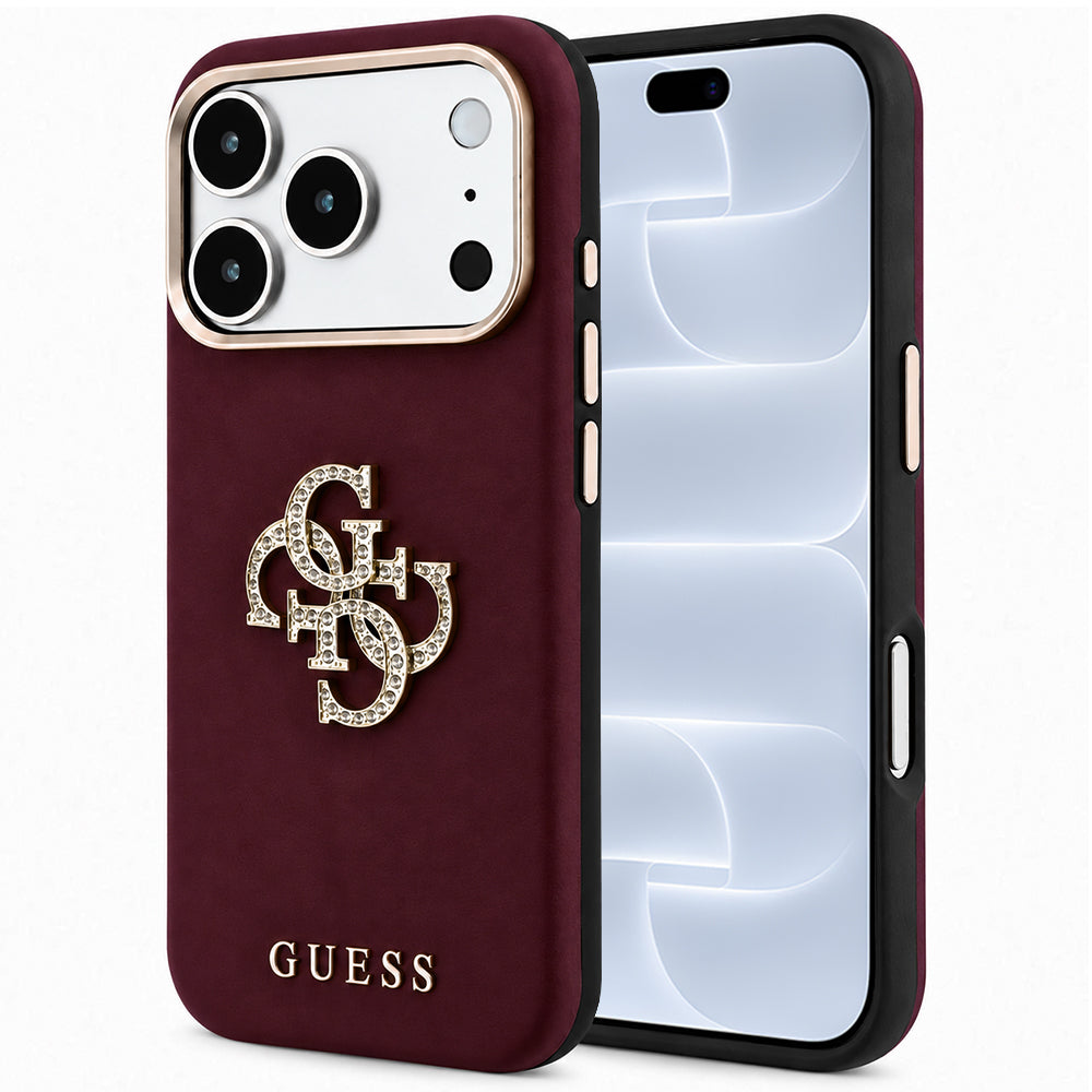 Калъф за Apple iPhone 18 Pro / 17 Pro, Guess, Smooth Big Strass Logo, Бордо