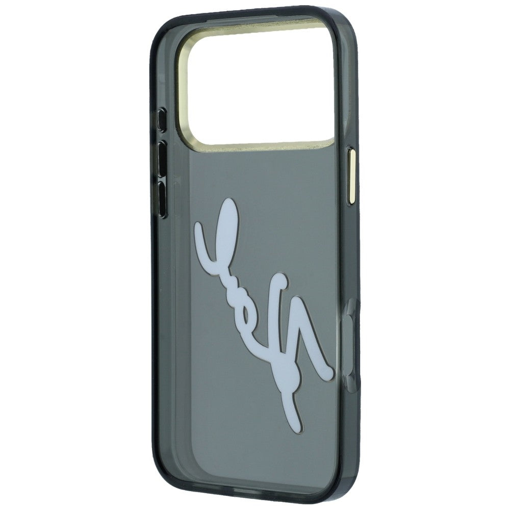 Калъф за Apple iPhone 18 Pro / 17 Pro, Karl Lagerfeld, IML Big Signature Resin Logo и метална рамка, черен