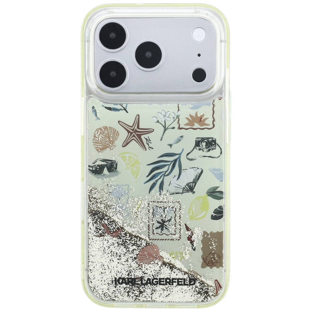 Калъф за Apple iPhone 18 Pro / 17 Pro, Karl Lagerfeld, Liquid Glitter Beach and Sand, Бежов