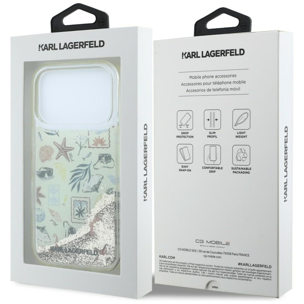 Калъф за Apple iPhone 18 Pro / 17 Pro, Karl Lagerfeld, Liquid Glitter Beach and Sand, Бежов