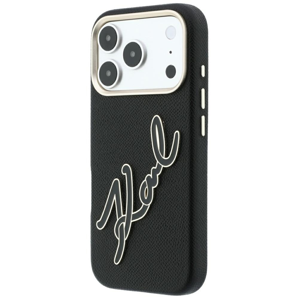 Калъф за Apple iPhone 18 Pro / 17 Pro, Karl Lagerfeld, Smooth Big Resin Signature Logo, Черен