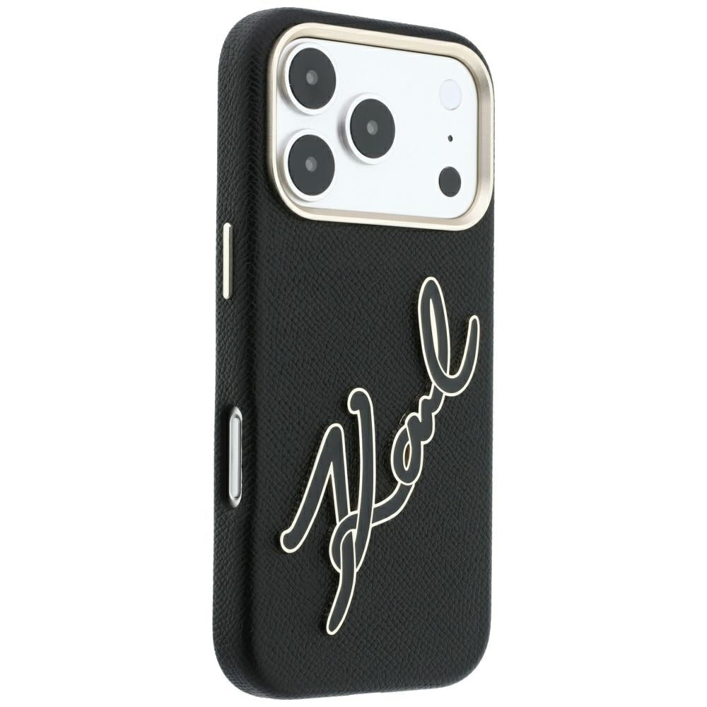 Калъф за Apple iPhone 18 Pro / 17 Pro, Karl Lagerfeld, Smooth Big Resin Signature Logo, Черен