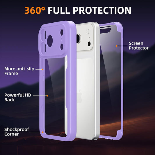 Калъф за Apple iPhone 18 Pro / 17 Pro, Techsuit, ColorVerse 360, Лилав