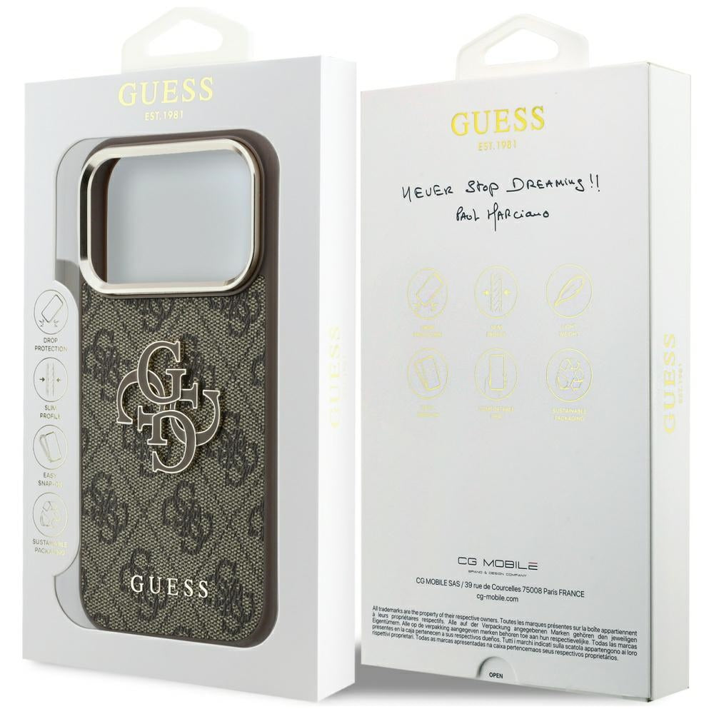 Калъф за Apple iPhone 18 Pro Max / 17 Pro Max, Guess, 4G Big Resin Logo, Кафяв