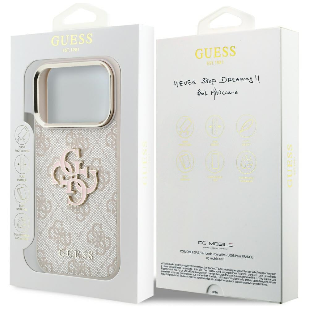 Калъф за Apple iPhone 18 Pro Max / 17 Pro Max, Guess, 4G Big Resin Logo, Розов
