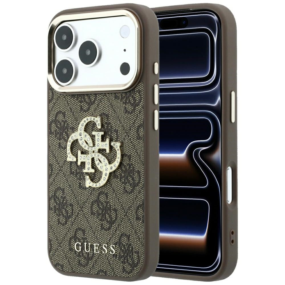 Калъф за Apple iPhone 18 Pro Max / 17 Pro Max, Guess, 4G Big Strass Logo, Кафяв