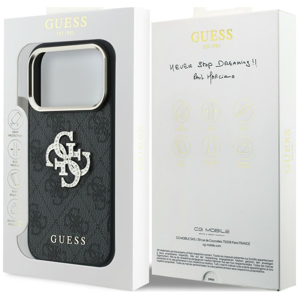 Калъф за Apple iPhone 18 Pro Max / 17 Pro Max, Guess, 4G Big Strass Logo, Черен